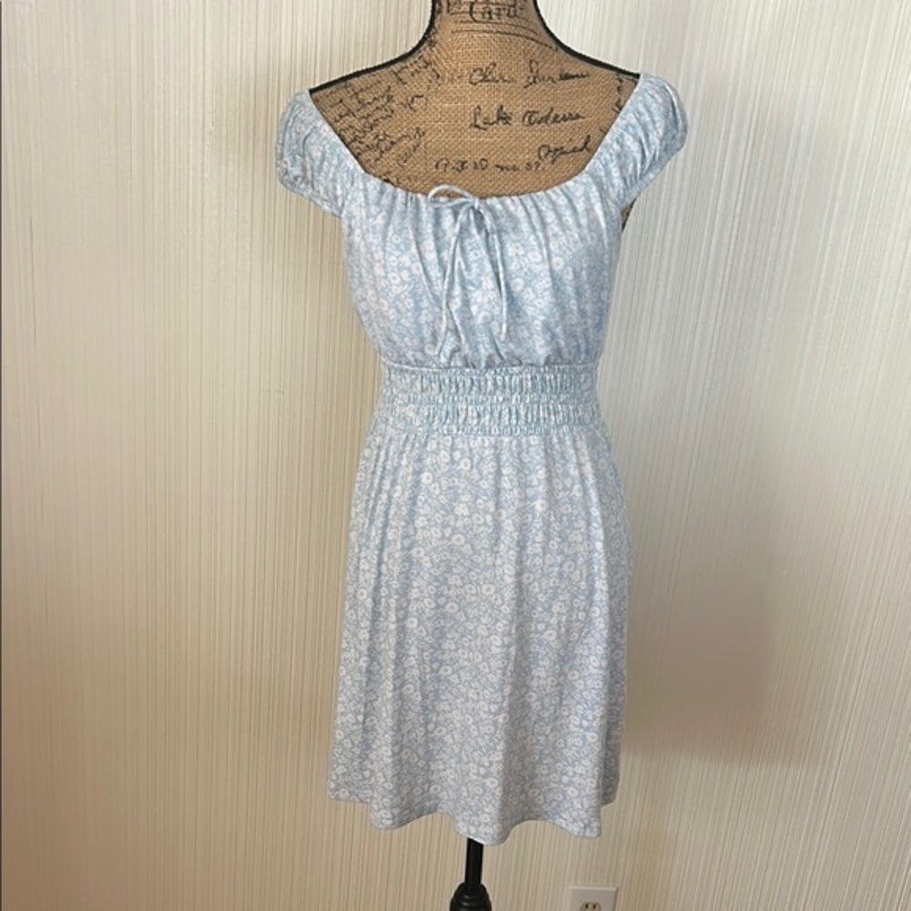 No Boundaries Light Blue Floral Mini Dress